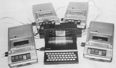 ZX-99 setup with four cassette recorders